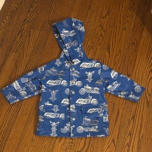Harley Blue Motorcycle Print Raincoat